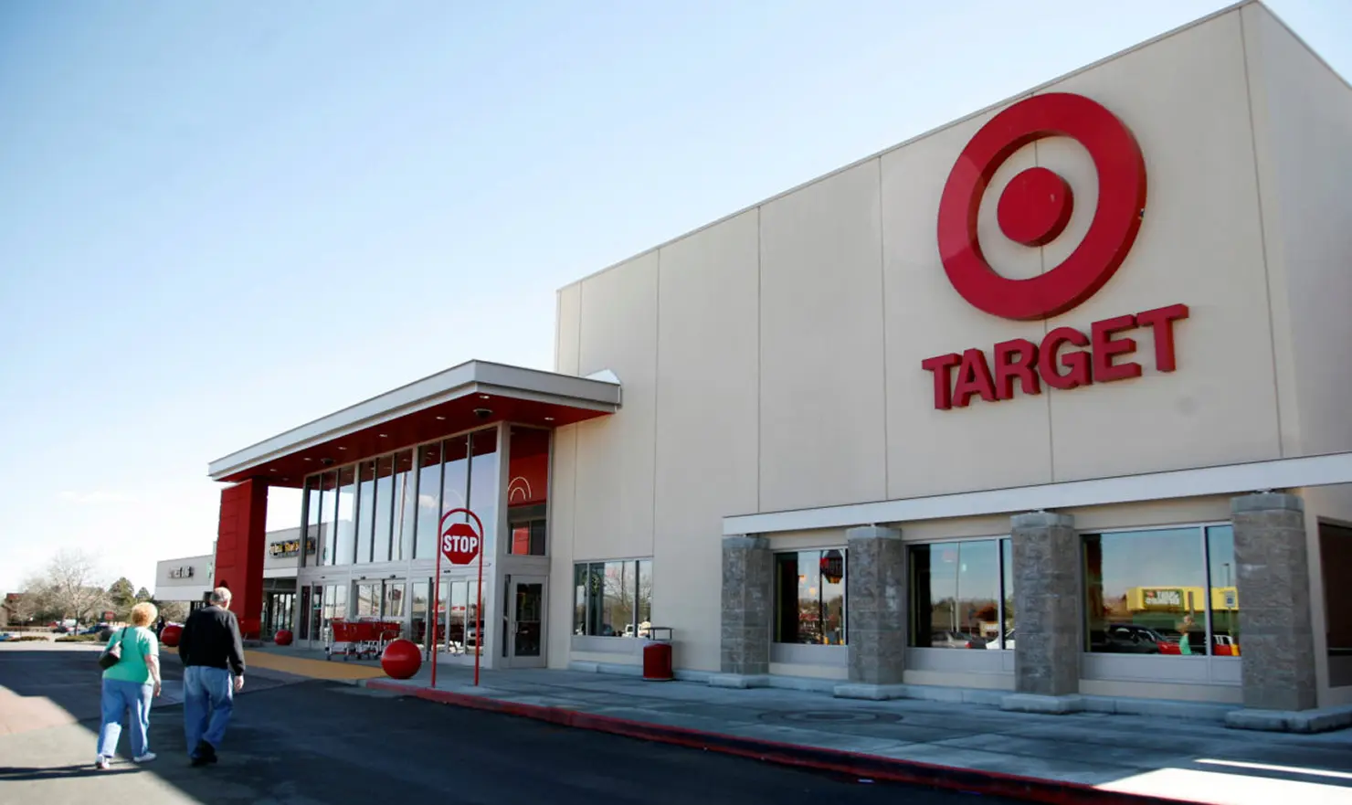 Front view of a Target store with red logo on the building