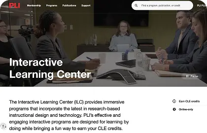 Screenshot of PLI’s Interactive Learning Center website showing a professional meeting and digital learning interface